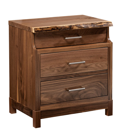 Westmere Amish Solid Hardwood Live Edge 3 Drawer Nightstand